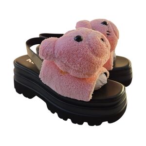 Koi Footwear Gothic Hug Life Fuzzy Platform Sandals